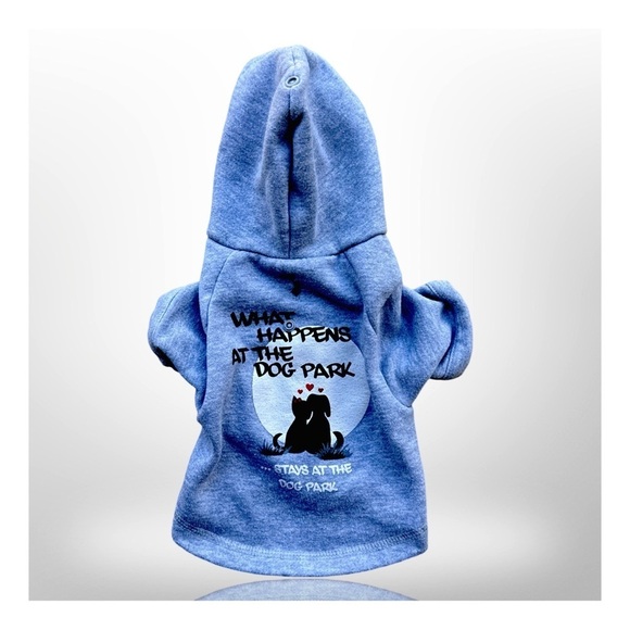 “What Happens At The Dog Park Stays At The Dog Park” Puppy/Small Hoodie. Blue​​​ - Picture 1 of 8